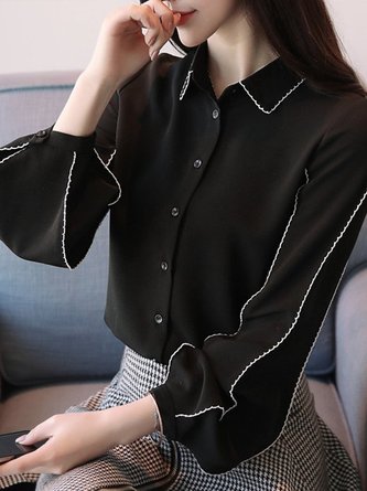 black formal chiffon blouses