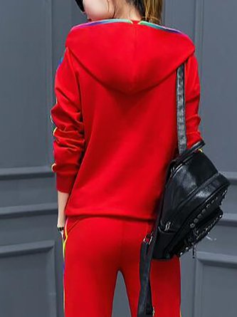 Sports  Outdoor Zipper 3/4 Sleeve Plain Top With Pants