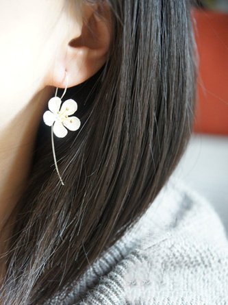 Handmade Party Bohemia Women Lady Long Girlfriend Female Silver Fashion Elegant Daisy Flowers Earrings