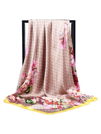 Elegant Geometric Floral-Print Scarves