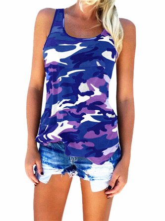 T-Shirts Sleeveless Camo Casual T-Shirt