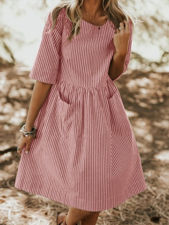 Crew Neck Women Summer Dresses A-Line Daily Dress