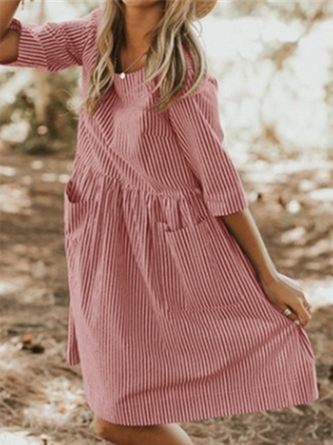 Crew Neck Women Summer Dresses A-Line Daily Dress