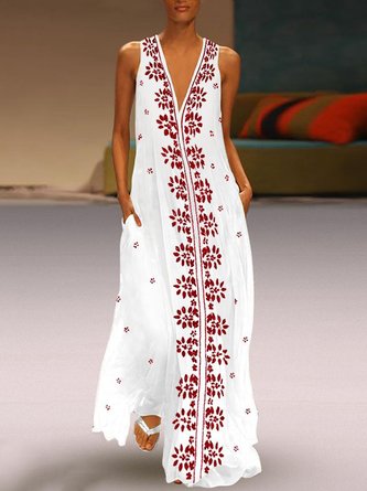 V Neck Women Summer Dresses Vintage Dress