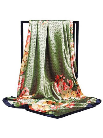 Elegant Geometric Floral-Print Scarves