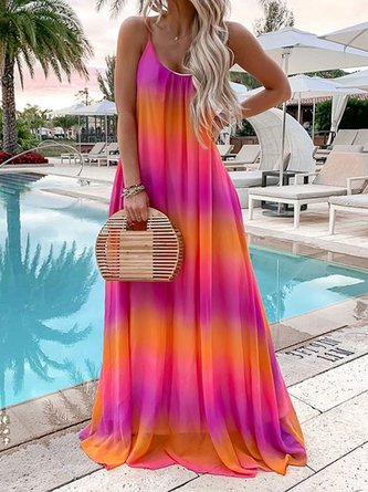 Summer Sleeveless Gradient Maxi Dress