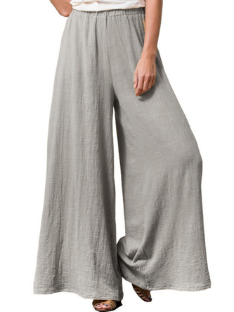 Casual Solid Wide Leg Pants