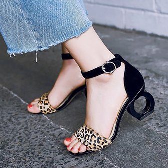 Genuine Leather Adjustable Buckle Strange Heel Sandals