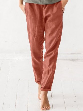 Casual Cotton-Blend Straight Leg Pants