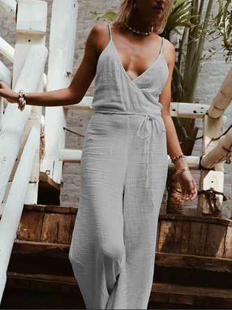 Sleeveless V Neck Jumpsuit