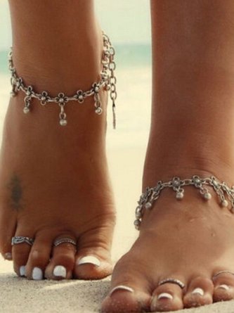 Simple Retro Metal Chain Water Drop Tassel Anklet