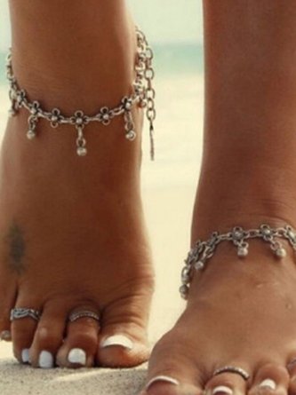 Simple Retro Metal Chain Water Drop Tassel Anklet