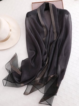 Daily Solid Casual Long Plain Women Spring Fall Silk Scarf