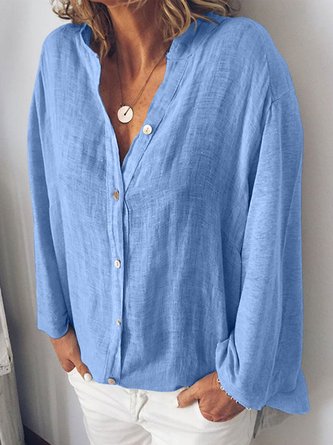 Plus Size Women Loose Casual Linen Blouse