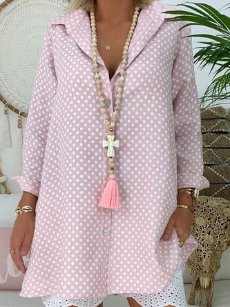 Long Sleeve Polka Dots Shirt Collar Vintage Blouse