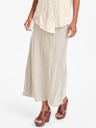 Linen Casual Midi Skirt
