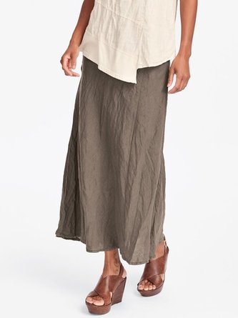 Linen Casual Midi Skirt