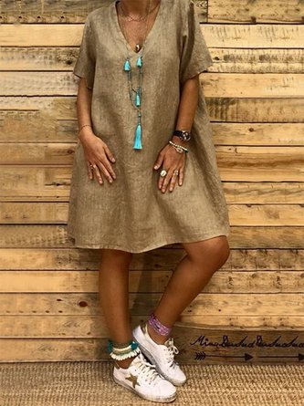 V Neck Mini Dresses A-Line Dress