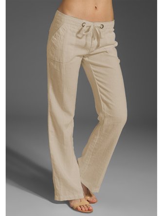 Solid Linen Straight Leg Pants