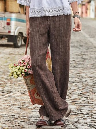 Cotton-Blend Casual Straight Leg Pants