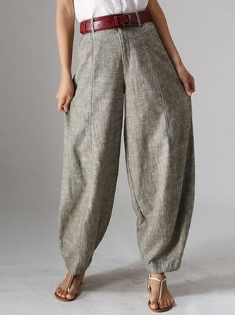 Casual Plain Wide Leg Pants