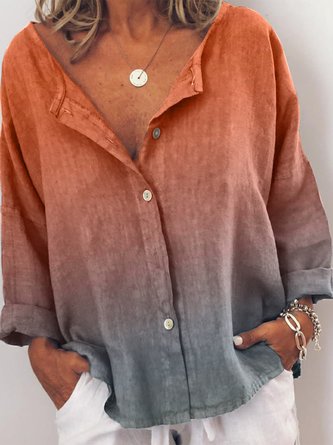 Plus Size V Neck Casual Long Sleeve Top