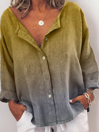 Plus Size V Neck Casual Long Sleeve Top