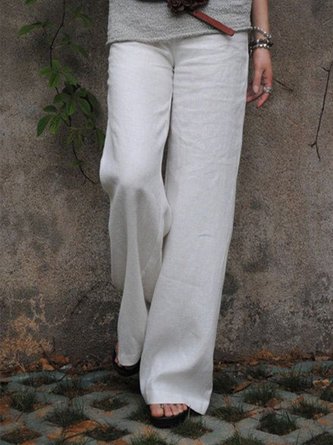 Casual Cotton Solid Pants
