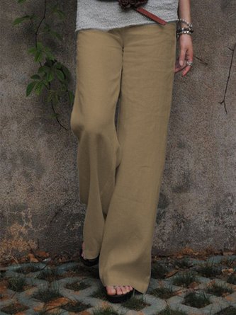 Casual Cotton Solid Pants