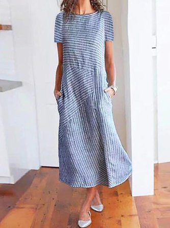 Crew Neck Women Dresses Daily Paneled Dress