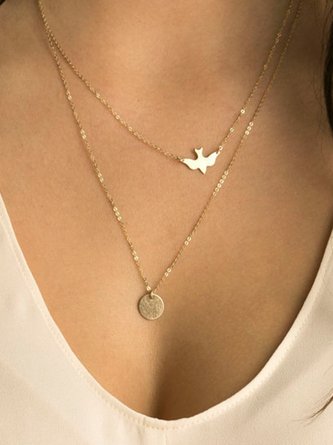 Women Double-layer Alloy Necklace