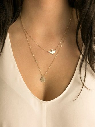 Women Double-layer Alloy Necklace