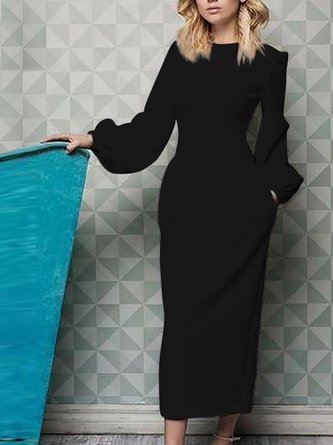 Solid Sheath Cocktail Elegant Maxi Dress