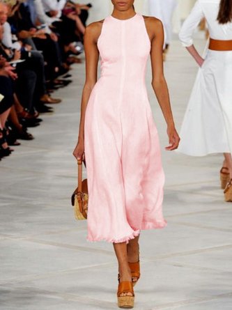 Midi Dresses Holiday Solid Dress