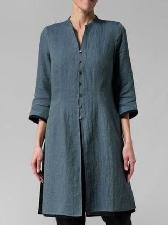 Vintage Crew Neck Plain 3/4 Sleeve Shift Top