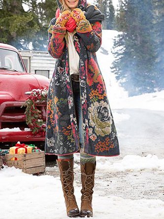 Long Sleeve Floral-Print Outerwear