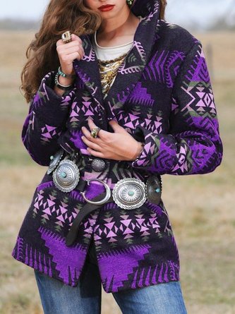 Plus size Long Sleeve Cotton-Blend Outerwear