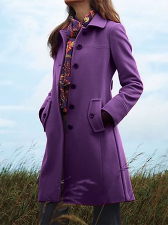 Cotton-Blend Casual Solid Outerwear