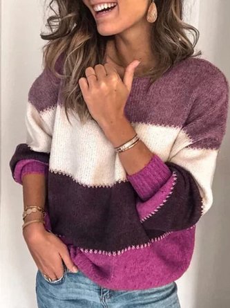 Casual Striped Crew Neck Sweater