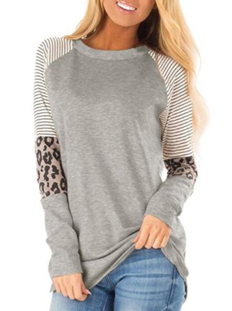 Plus Size Casual Long Sleeve Crew Neck Top