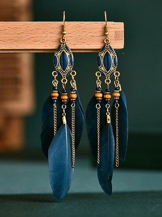 Bohemian Fringed Feather Earrings