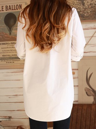 Off White Casual Shirt Collar Blouse