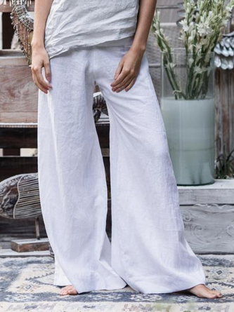 Casual Solid Wide Leg Pants