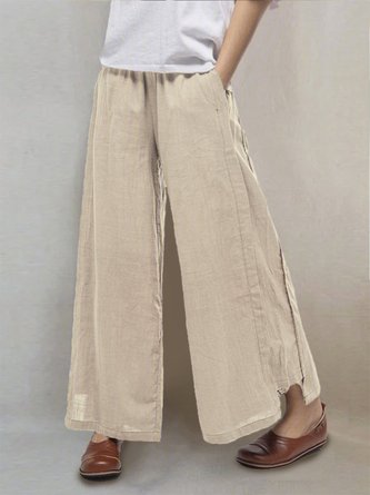 Pockets Casual Wide Leg Pants