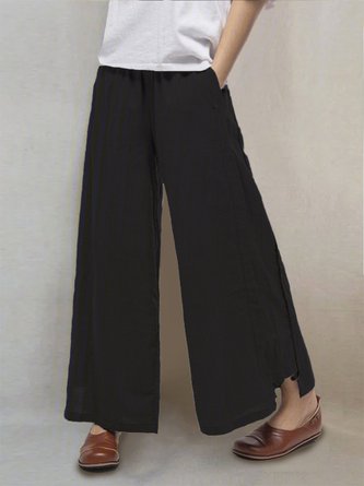 Pockets Casual Wide Leg Pants