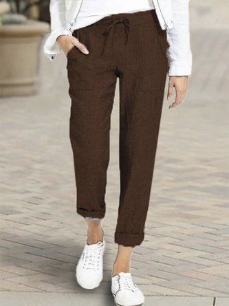 Casual Solid Straight Leg Pants