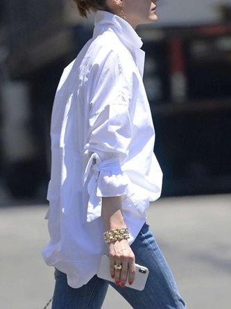 White Daily Casual Basic Blouse