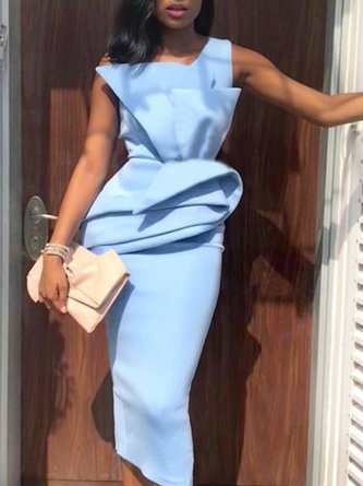 Ruffled Sleeveless Bodycon Elegant Midi Dress