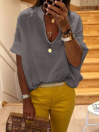 Cotton Long Sleeve Casual Blouse