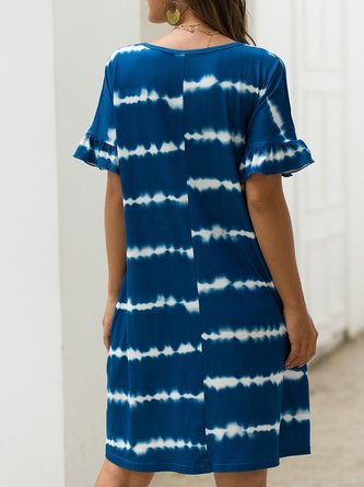 Casual Shift Ombre/tie-Dye Midi Dress